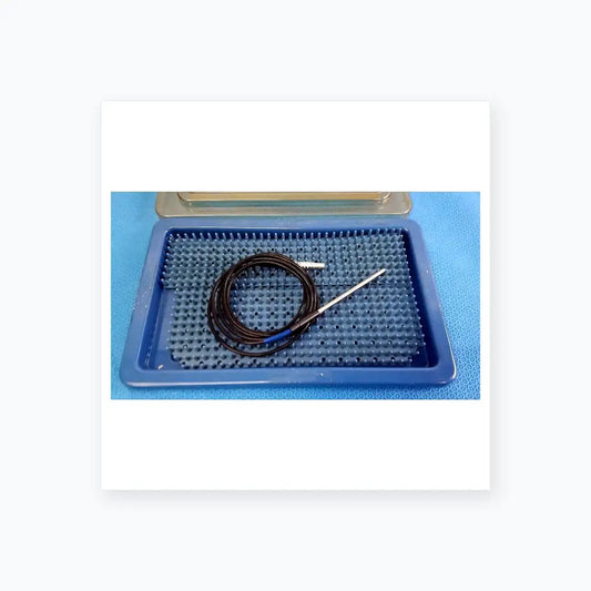 Stryker 0406-650-400 multigen 2 sterilization box with black coiled electrode probe and blue connector for reuse medical equipment