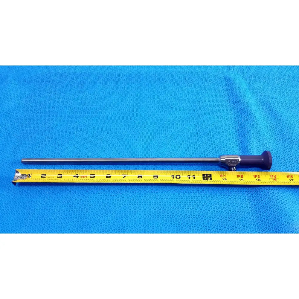 Stryker 0502-103-030 precision 10mm 0° autoclavable endoscope with sleek metallic silver shaft and dark purple handle for reuse medical use