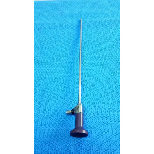 Silver stryker 5mm 30° autoclavable endoscope with purple handle and black grip for precision surgical use