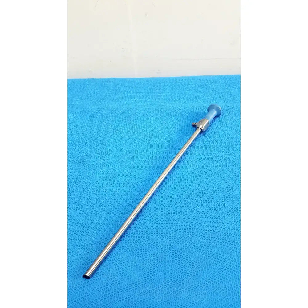 Silver stryker 10mm 30° autoclavable endoscope with blue-tipped handle and metallic shaft for surgical use