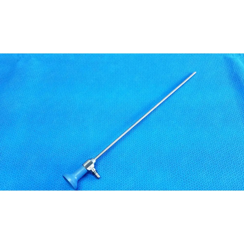 Blue-handled ideal eyes 5mm autoclavable surgical endoscope with long slender metallic shaft by stryker