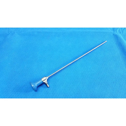 Blue-handled stryker ideal eyes 5mm autoclavable endoscope with long slender metallic shaft for surgical use
