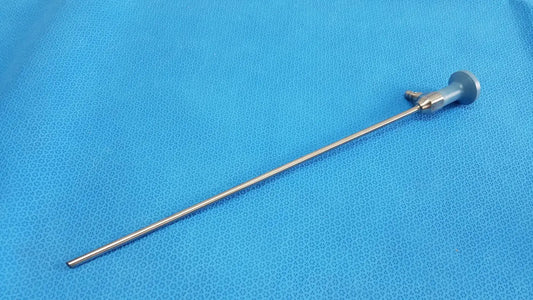 Silver ideal eyes 5mm surgical endoscope with slender metallic shaft and rounded handle for medical use