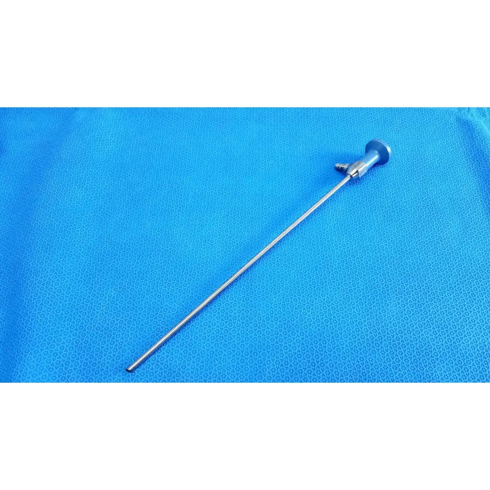 Silver metallic stryker ideal eyes 5mm 30-degree autoclavable surgical endoscope with slender shaft and rounded handle