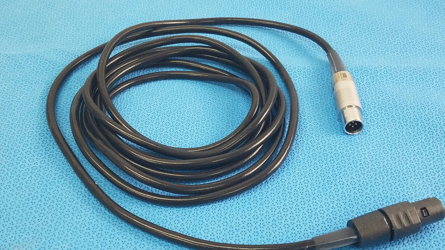 Black coiled scher handpiece cable with metallic connectors for reuse medical equipment in medical settings