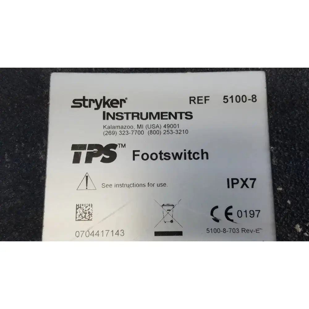 Stryker IPX7 5100-8 Foot Pedal Switch Foot Pedal Switch, second-hand product photo 8