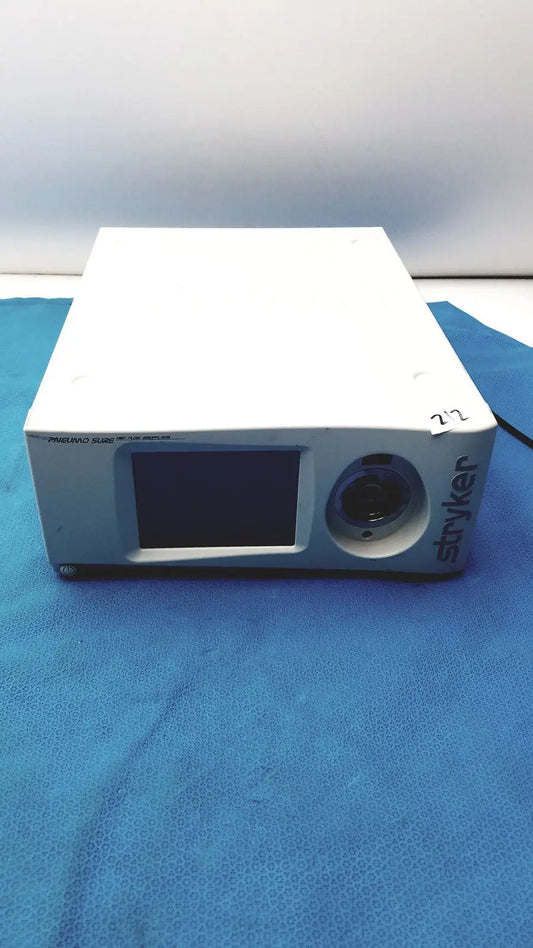 White rectangular stryker pneumo high flow insufflator with small screen and circular lens for medical use