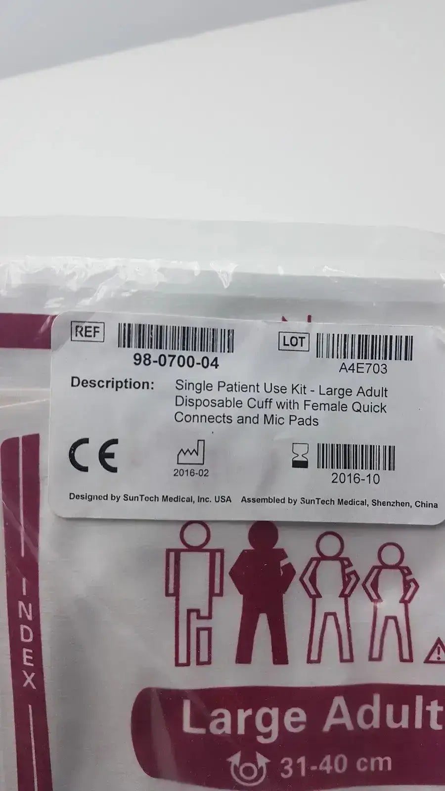 SunTech Medical Single Patient Use Kit Disposable Blood Pressure Cuff 98-0700-02 Blood Pressure Cuff, new product photo 11