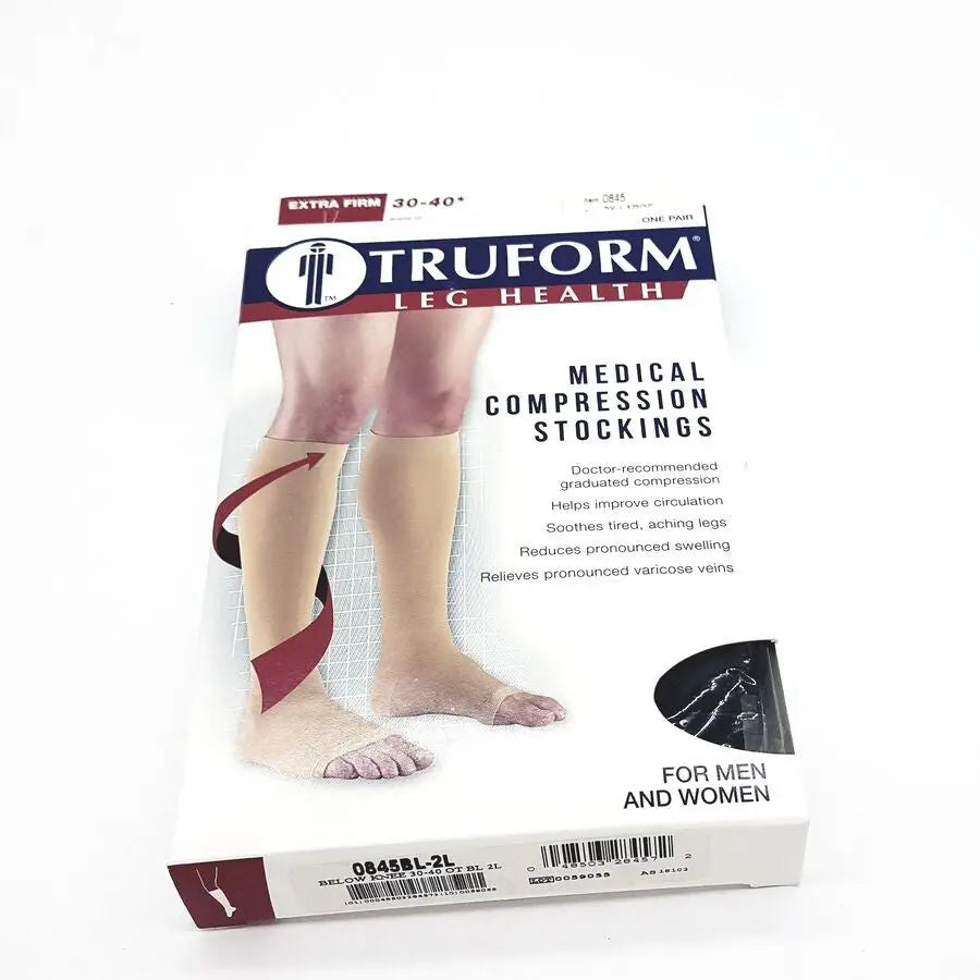 Reuse Medical TRUFORM Leg Health Medical Compression Thigh High Stockings Black Unisex L 30-40 Compression Garments, second-hand product photo 1