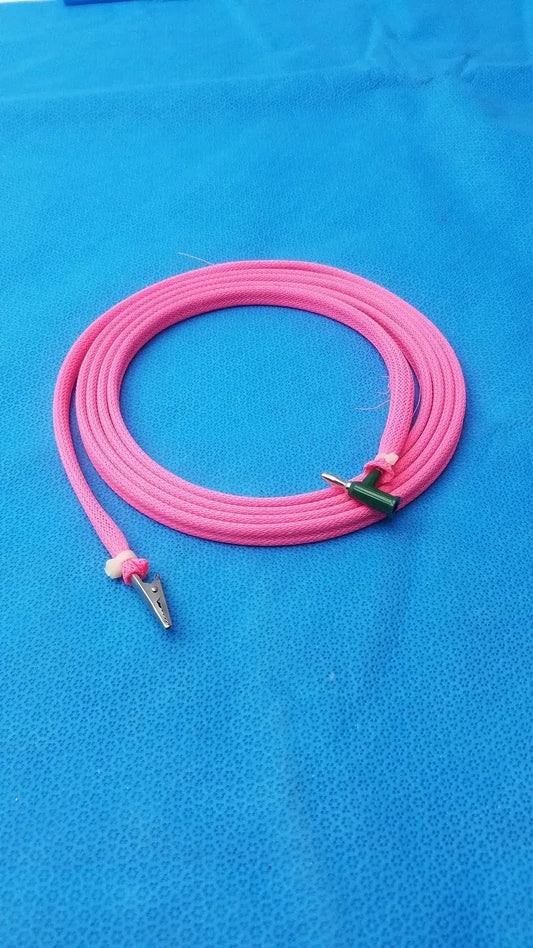 Reuse Medical Two Sides Pink Cable One Side Clip and 2nd Side Male Plug Coax. Cables & Connectors, second-hand product photo 1