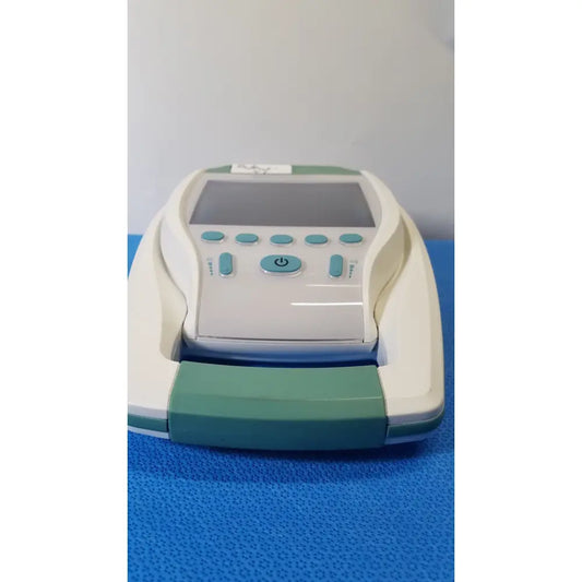 White and teal verathon bladderscan bvi 9400 portable bladder scanner with digital screen and multiple control buttons