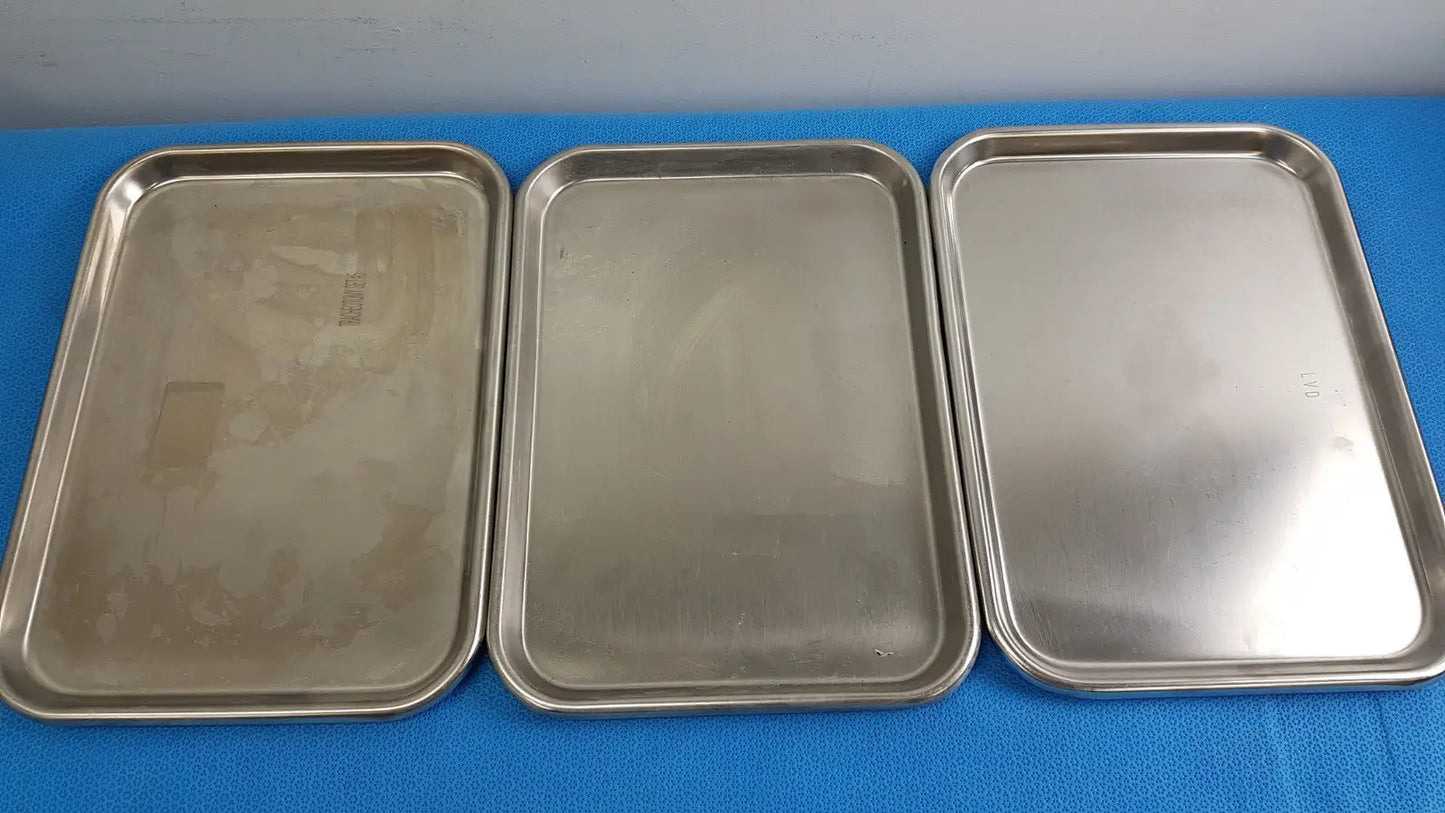 Reuse Medical Vollrath 8013 Stainless Steel Shallow Tray — Multi-Purpose Utility Tray lot of 3 Other Medical & Lab Equipment, second-hand product photo 1