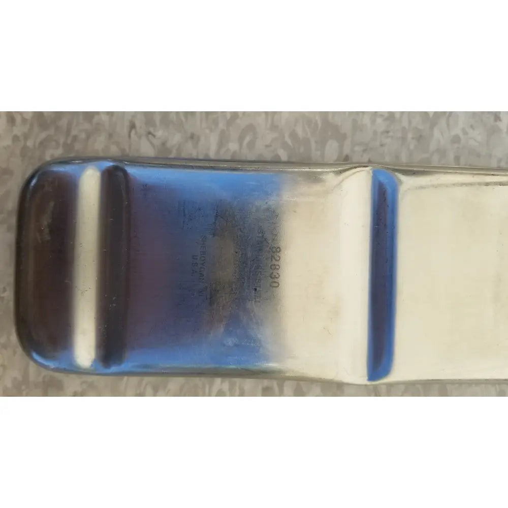 Vollrath 82830 stainless steel polished medical instrument tray with silver reflective surface and blue-tinted edges