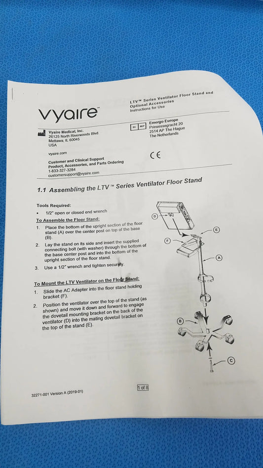 Vyaire Medical LTV Series Ventilator Floor Stand - Floor stand / mobile support frame