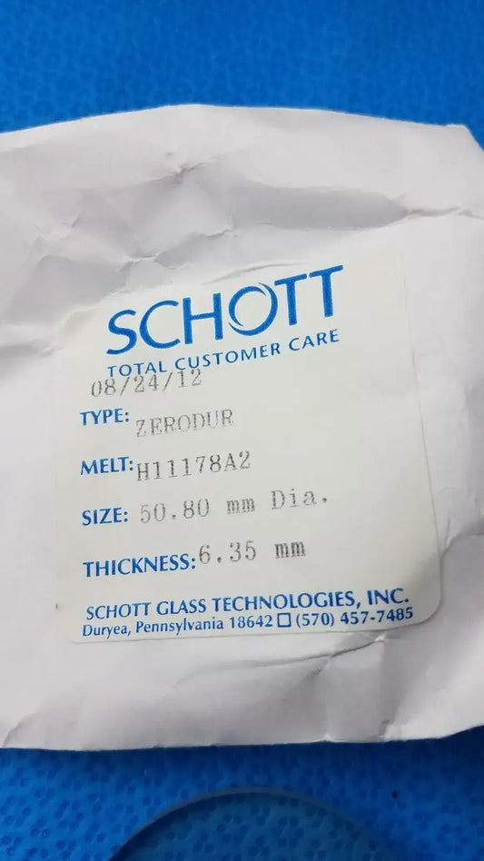 Schott W1147 Schott Zerodur Exp. Class 2 127x90mm Ellipse 10mm + Melt H11178A2 6.35mm Optical Glass Substrate, as-is (for parts) product photo 2