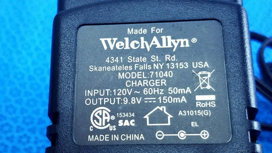 Welch Allyn 71040 Transformer Adapter Charger Power Supply, 120V - 60Hz 50mA Power Supply, second-hand product photo 2