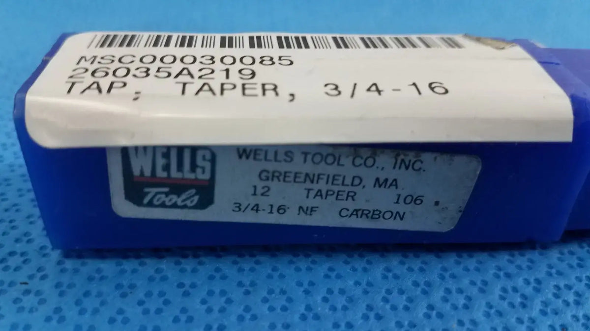 Reuse Medical Wells Tools 3/4"-16 NF Taper Tap – High-Carbon Steel, USA-Made Hand Taps, second-hand product photo 1