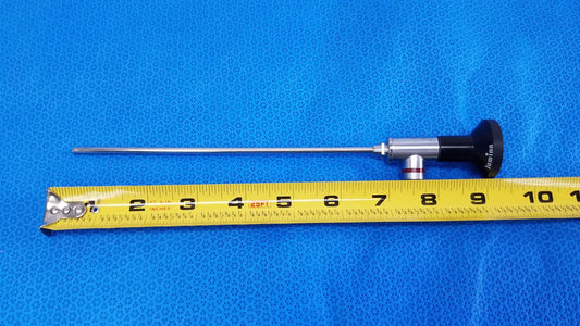 A sleek metallic wolf 8471.42 25° arthroscopy endoscope orthopedic with a black ergonomic handle and silver shaft