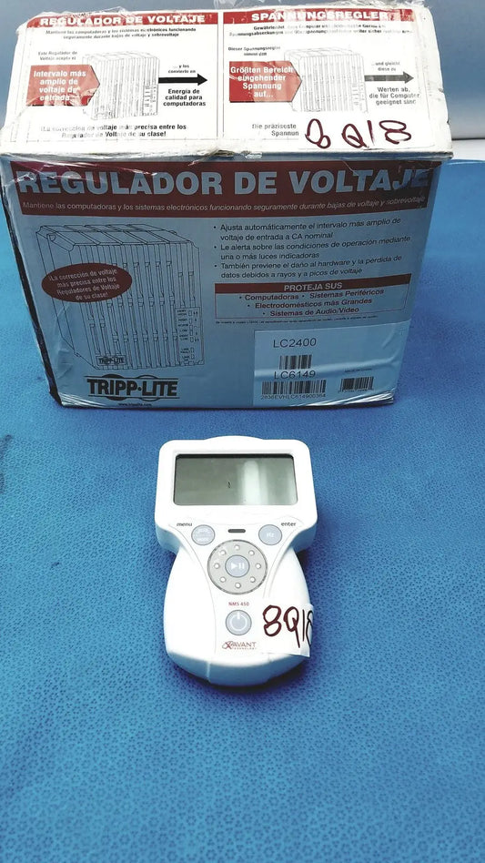 White plastic tripp-lite lc2400 voltage regulator with digital display and buttons for xavant technology stimpod nms 450 monitor