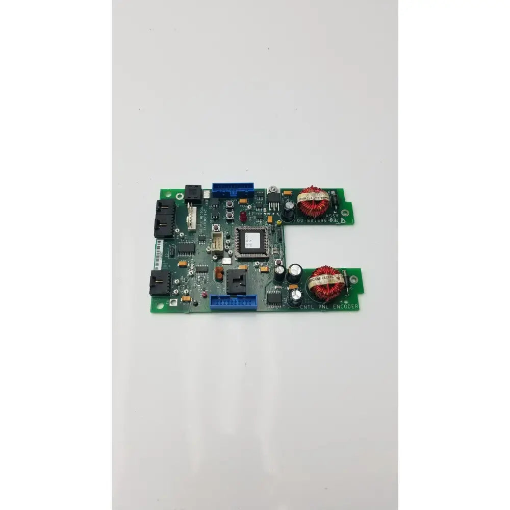 Green control panel encoder board with black and blue connectors and red coils for GE 9800 C-Arm system use