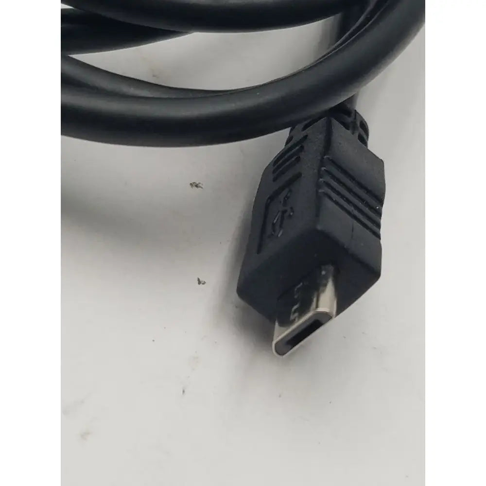 Black data charging cable cord adapter usb 2.0 a male to mini 5 pin b with molded ridges and embossed usb symbol