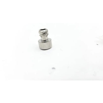Silver metallic threaded attach connector with knurled base convenient tool hassle for easy air pump use