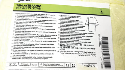 Halyard 100 Count Case Halyard Tri Layer AAMi 2 Isolation Gown Size L - Case of 6 Isolation Gown, second-hand product photo 3