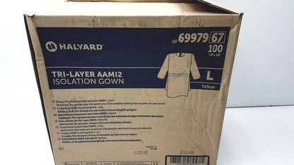Halyard 100 Count Case Halyard Tri Layer AAMi 2 Isolation Gown Size L - Case of 6 Isolation Gown, new product photo 8