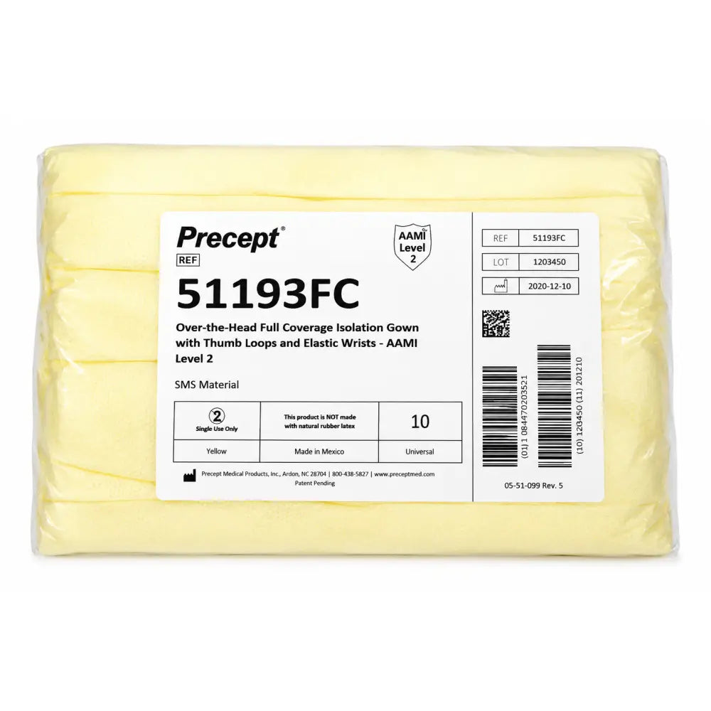 100 Count Precept Medical Isolation Gowns Over-the-Head Gown 51193FC - Other Medical & Lab Equipment