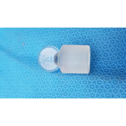 Transparent glass stopper with rounded frosted knob and cylindrical body for 1000ml kimax separatory funnel glass pear shape