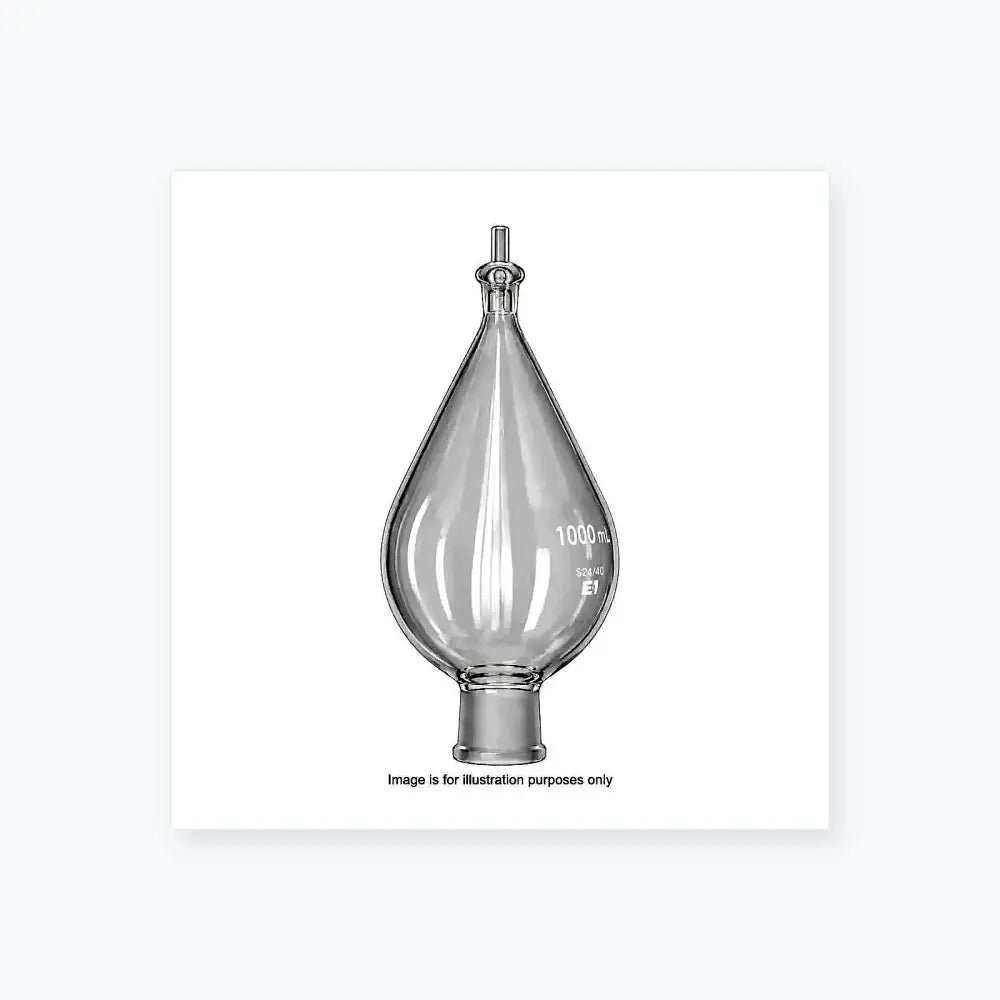 1000mL KIMAX Separatory Funnel Glass Pear Shape with PTFE Stopcock & Glass - Lab Flasks