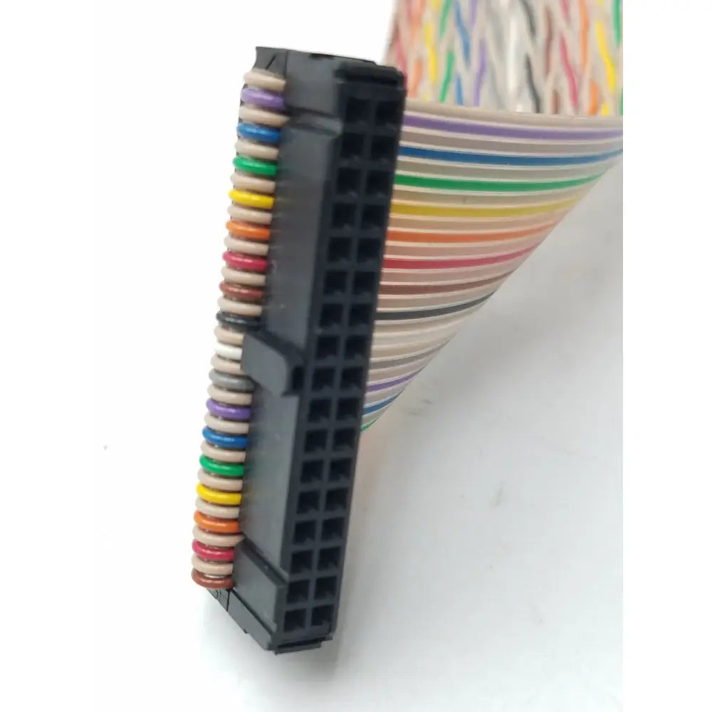 Black plastic 12 pin female cable harness with colorful striped ribbon cable for secure electronic connections