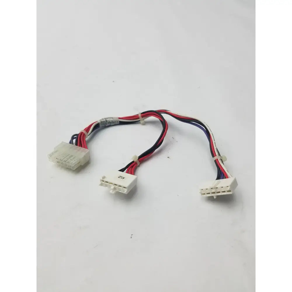 14 pin female white plastic connector cable harness with red black and blue insulated wires for electrical use