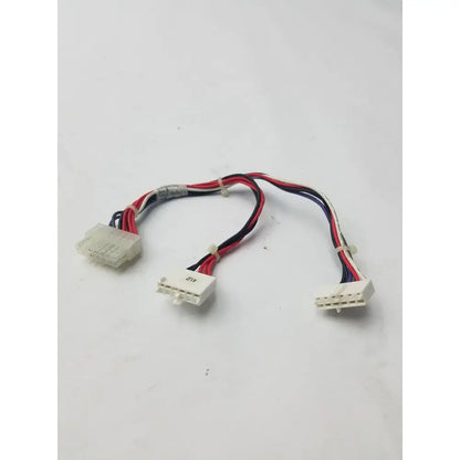 14 pin female white plastic connector cable harness with red black and blue insulated wires for electrical use
