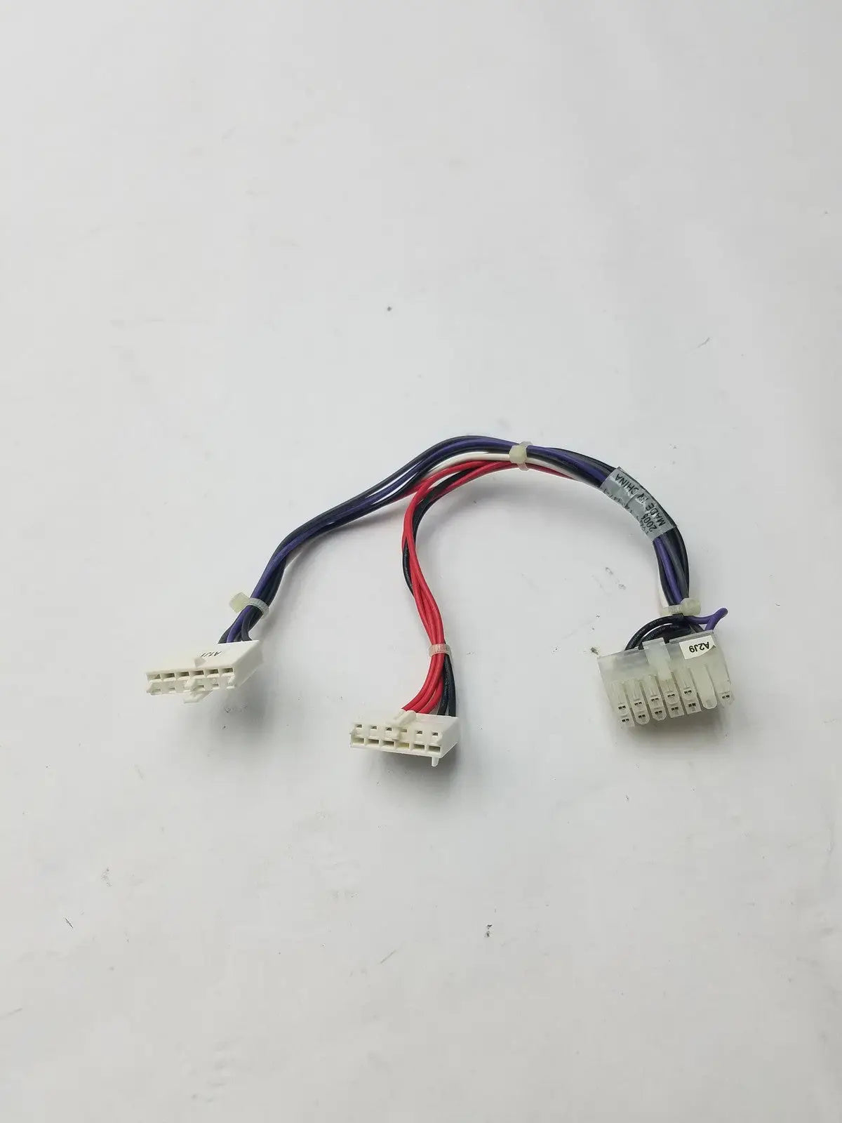 14 pin female to 2 wire connector cable harness with blue red and black wires and three white plastic connectors