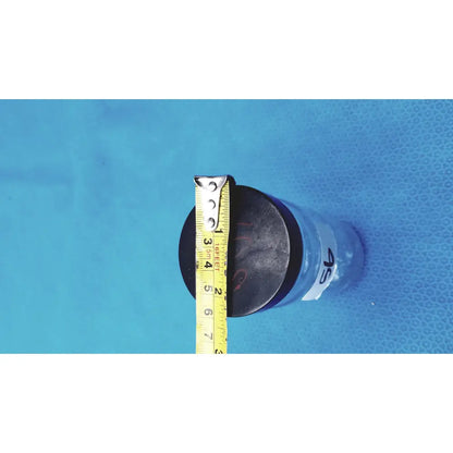 Black cylindrical glass juice bottle with transparent body dark lid and number 5, part of 16 oz reusable juice bottles set