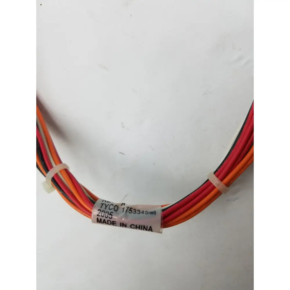 16 pin female connector tyco 1753345-1 with multi-colored red orange and black fiber optic cable bundle and clear ties
