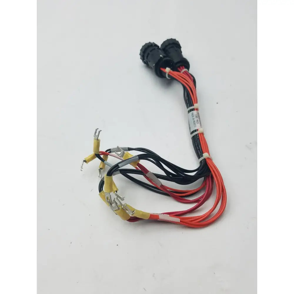 Black and red insulated 16 pin female to 16 pin male wire harness with yellow terminals and black plastic connectors