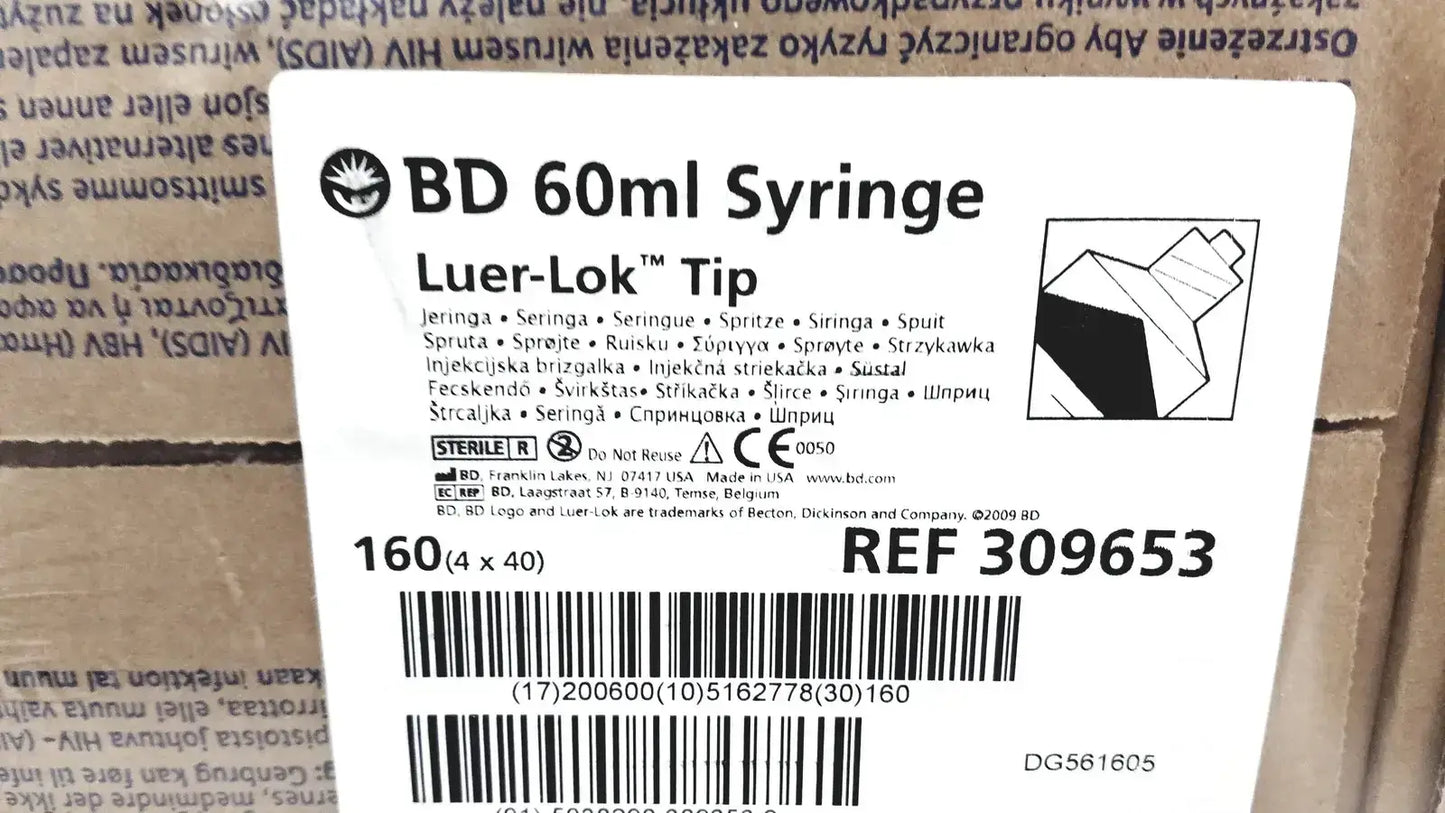 BD 160 Piece (4x40) BD 60ml Syriinge Luer-Lok Tip Ref 309653 Syringes, new product photo 2