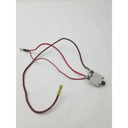 White rectangular 70a microswitch with black toggle handle and red wire leads model g-bbde6-60e