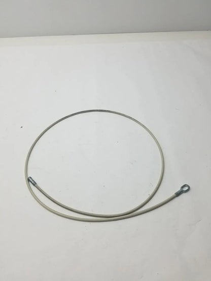 A coiled gray insulated 2 different sided cable with metallic connectors g-bbdf6-59n for versatile connections
