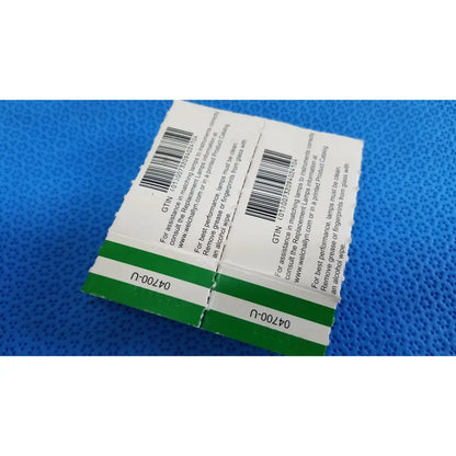 Green and white rectangular packaging for welch allyn 2 pack replacement lamp bulb allyn 04700-u model