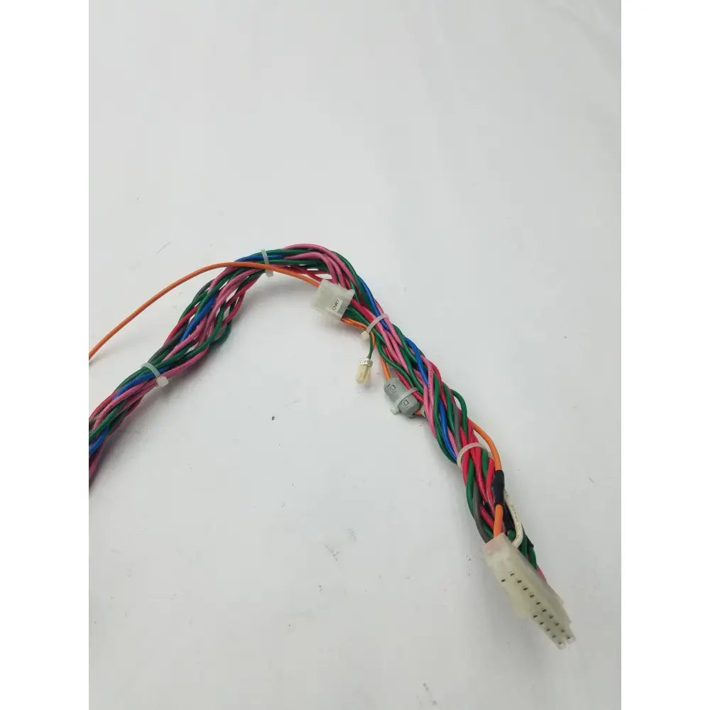 A multi-colored 20 pin female to female connector wire harness bundled with various connectors and plastic ties