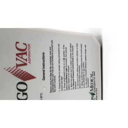 Instruction manual of 2011 precision medical easy go vac aspirator with bottle featuring red and white logo and step-by-step guidance