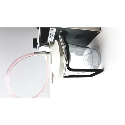 2011 precision medical easy go vac aspirator with clear plastic jar pink tubing and black metal frame medical easy