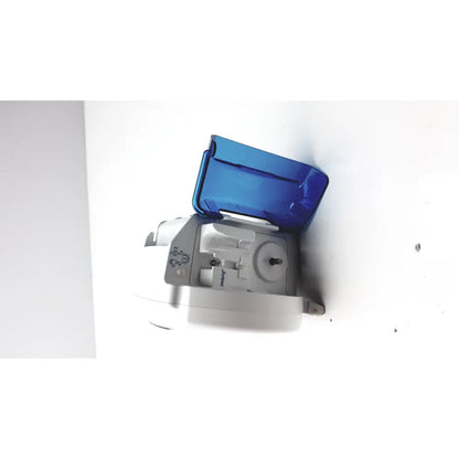 White plastic dental hygiene device with translucent blue lid covidien kangro epump serial c13078066 2013 model