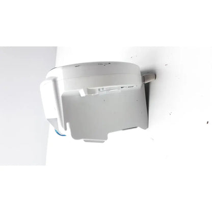 White plastic wall-mounted covidien kangro epump with rectangular base curved top and integrated card slots serial c13078066