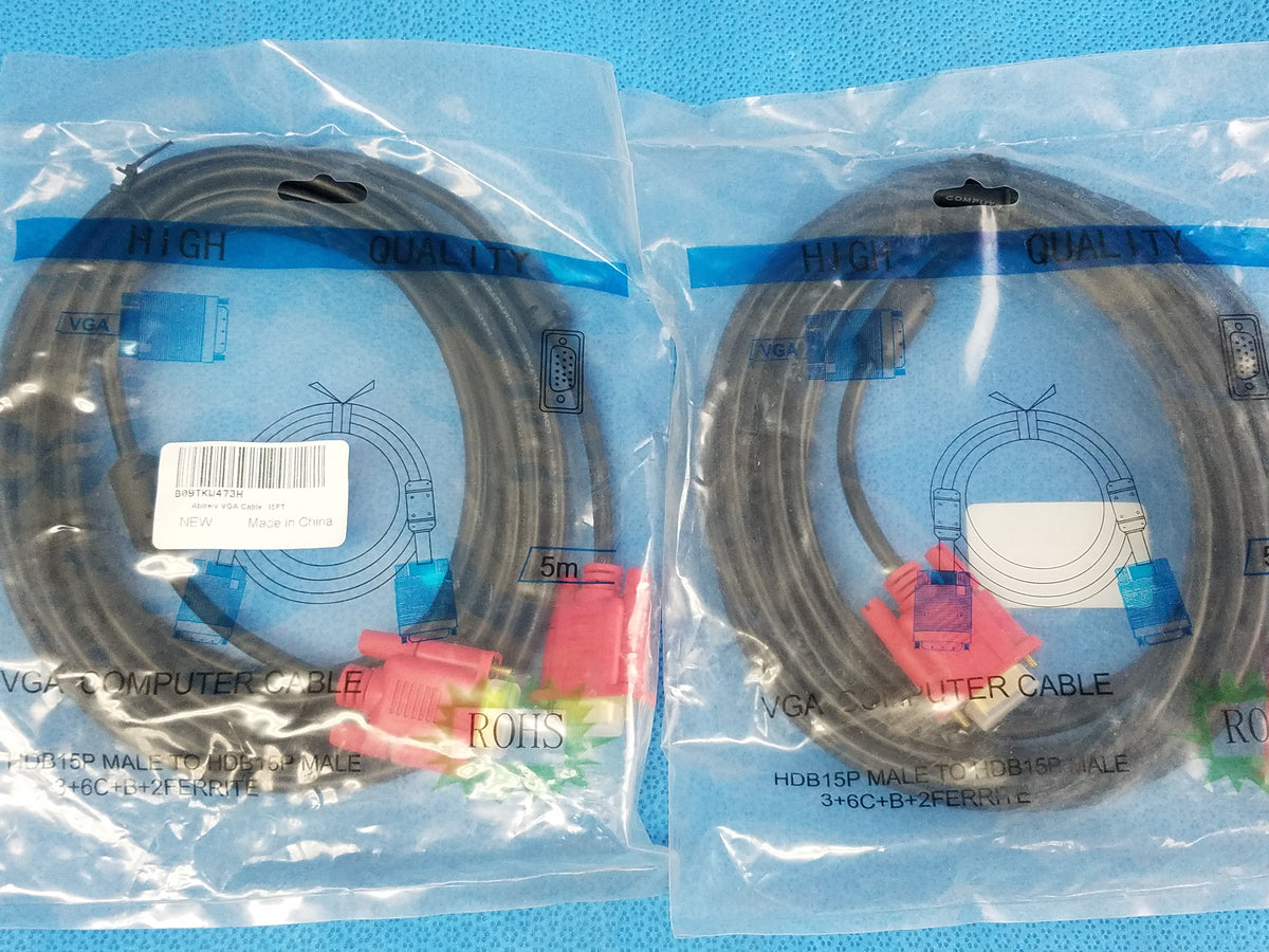 VGA Computer Cable 3+6C+B+2Ferrite HDB15P Male To HDB15P Male