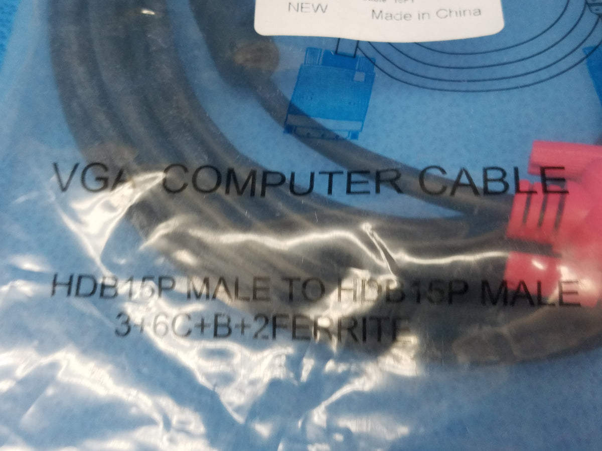 VGA Computer Cable 3+6C+B+2Ferrite HDB15P Male To HDB15P Male