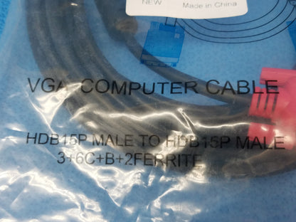 VGA Computer Cable 3+6C+B+2Ferrite HDB15P Male To HDB15P Male
